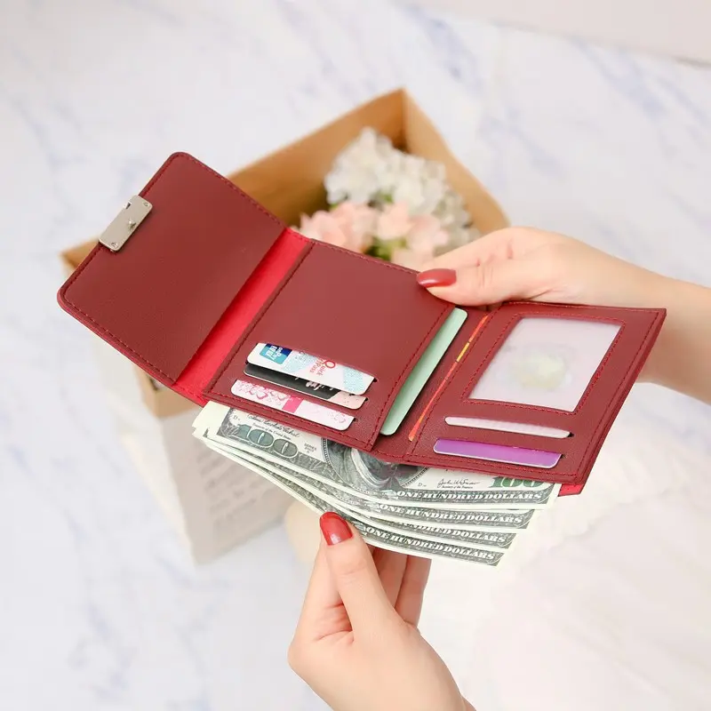 Women Short Wallet Coin Purse for Ladies Girl Money Pocket Fashion Luxury Design Card Holder Female Simple PU Leather Wallets