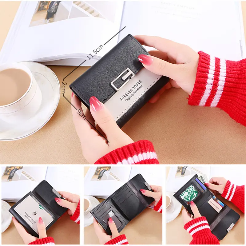 Women Short Wallet Coin Purse for Ladies Girl Money Pocket Fashion Luxury Design Card Holder Female Simple PU Leather Wallets