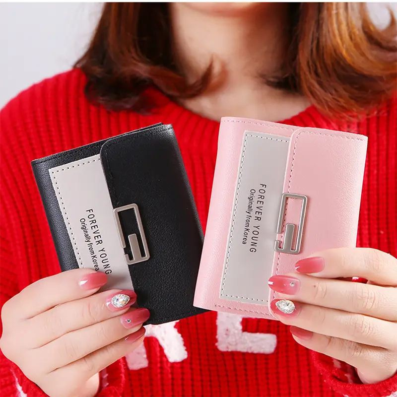 Women Short Wallet Coin Purse for Ladies Girl Money Pocket Fashion Luxury Design Card Holder Female Simple PU Leather Wallets