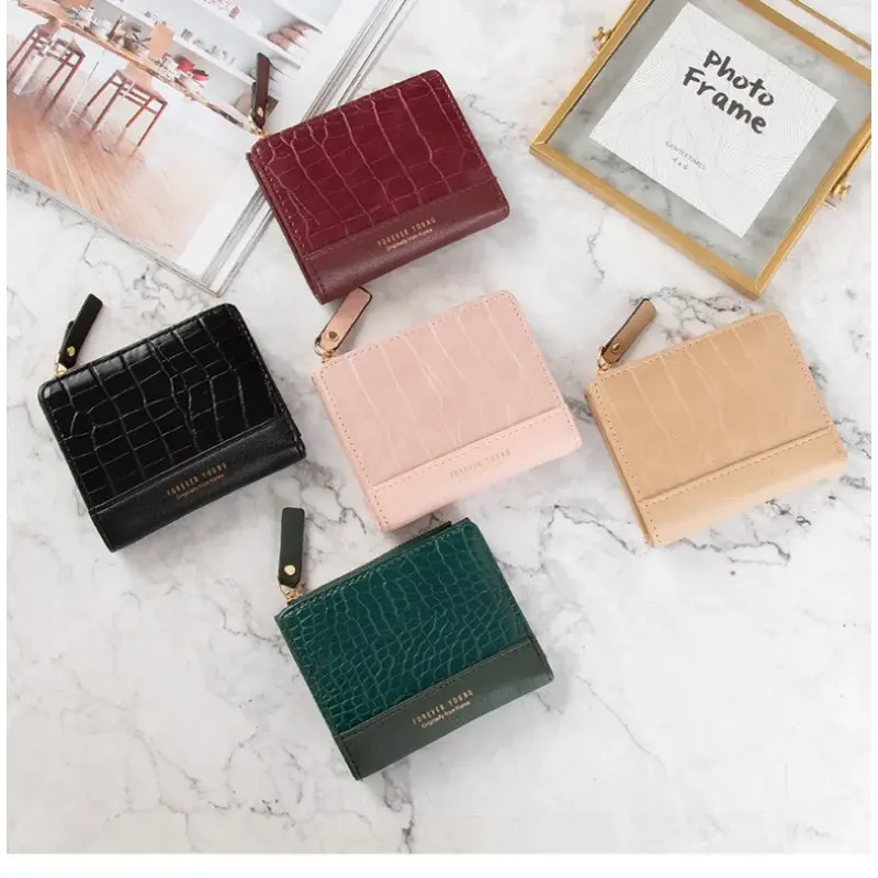 Small Women's Wallet Female Stone Pattern Zipper Coin Purses Luxury Designer Card Holder Clutch Ladies Money Bags