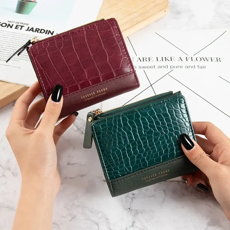 Small Women's Wallet Female Stone Pattern Zipper Coin Purses Luxury Designer Card Holder Clutch Ladies Money Bags