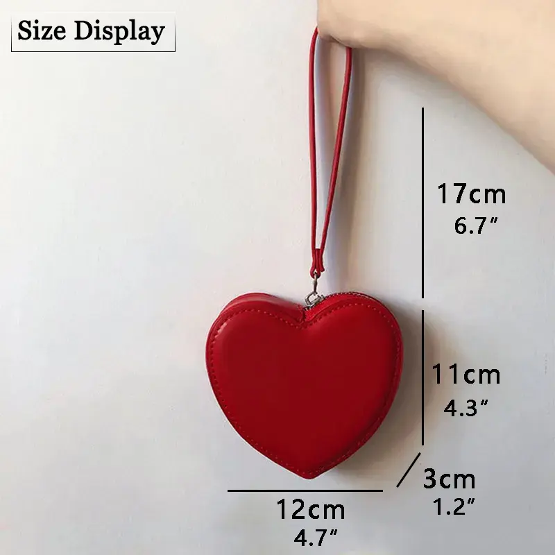 JIOMAY Kawaii Wallet for Girls Designer Purses for Women Wedding Card Mini PU Leather Heart Bag Wholesale Cute Coin Clutch