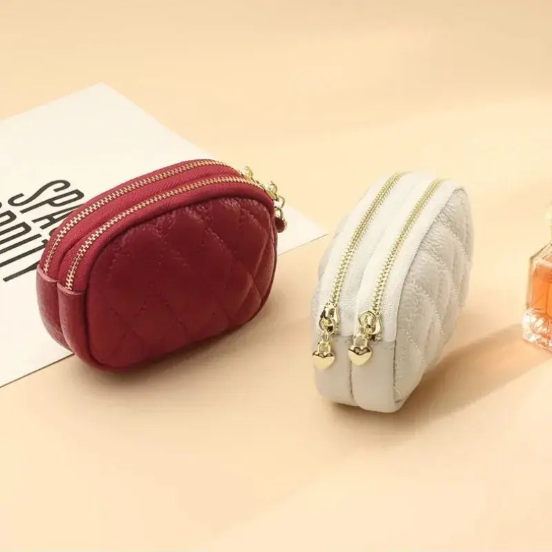 Fashion Women Mini Wallet Leather Female Purse Card Holder Coin Purse Short Wallet Small Purse Zipper Keychain Female Clutch Bag