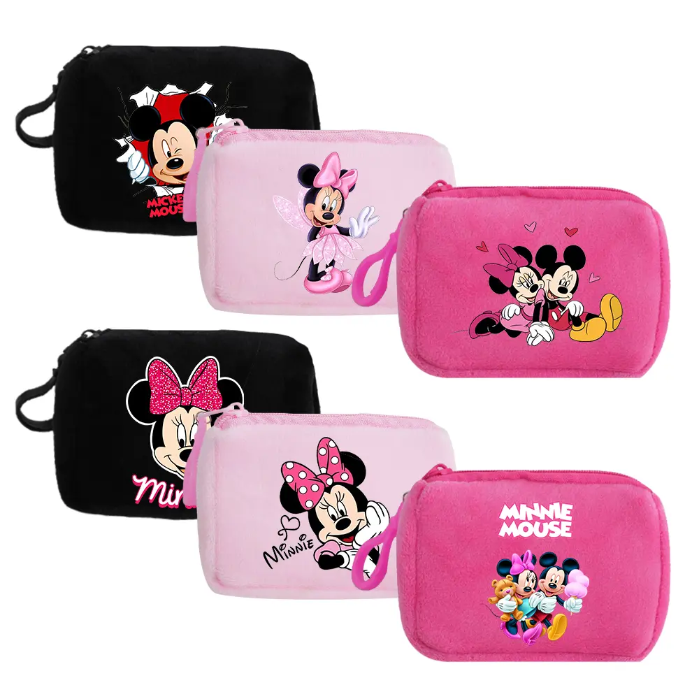 Mickey Minnie Mouse Coin Purse Mini Coin Key Bag Money Pocket Plush Wallet Kid Cartoon Moneybag Kawaii Birthday Gift Storage Bag