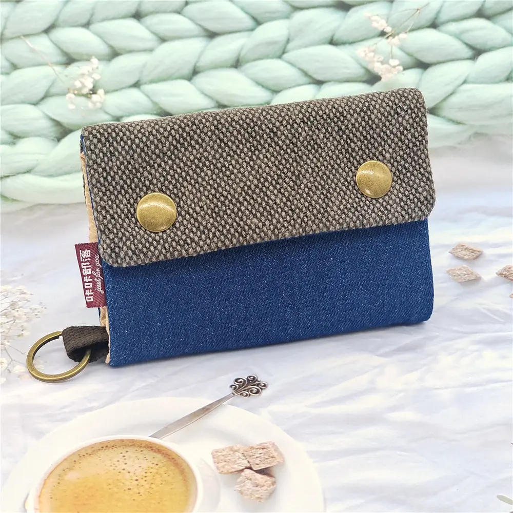 Women Foldable Card Wallet Canvas Cartoon Key Organizer Coin Purse Small Pouch Female Money Bag Carteira Feminina for Girls Boys