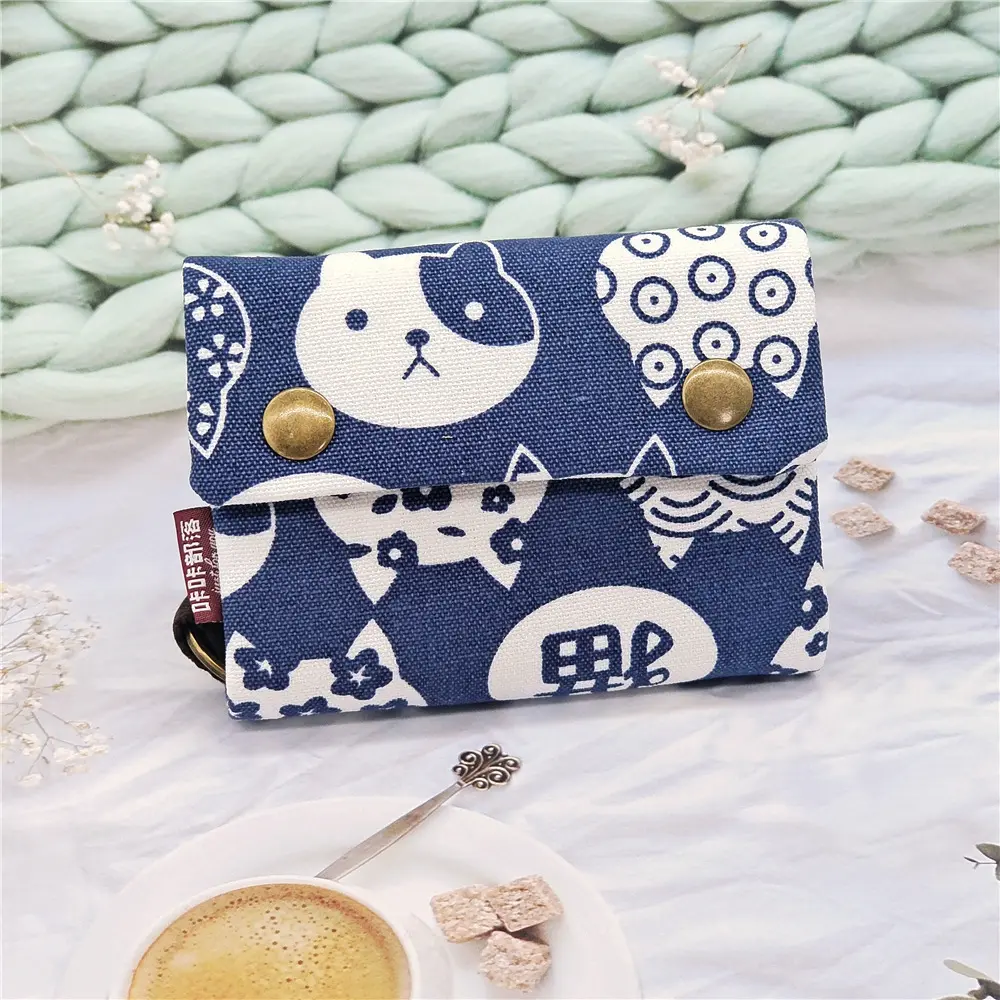 Women Foldable Card Wallet Canvas Cartoon Key Organizer Coin Purse Small Pouch Female Money Bag Carteira Feminina for Girls Boys