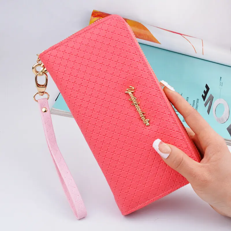 Ladies Zipper Purse Large Capacity Practical Hand Wallet Woman PU Leather Fashion Female Long Section Wallet