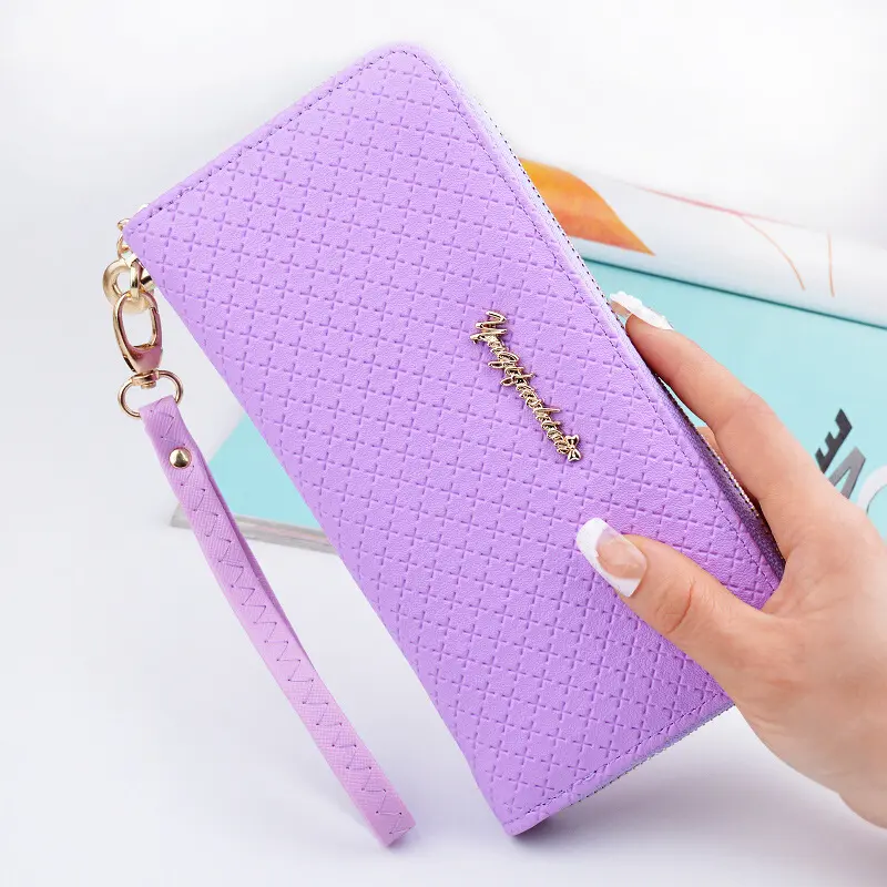 Ladies Zipper Purse Large Capacity Practical Hand Wallet Woman PU Leather Fashion Female Long Section Wallet