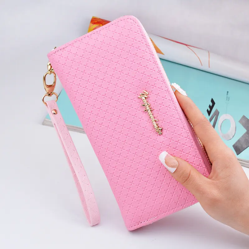 Ladies Zipper Purse Large Capacity Practical Hand Wallet Woman PU Leather Fashion Female Long Section Wallet