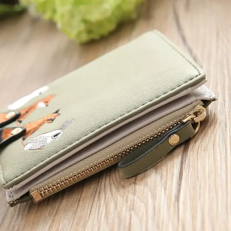 High quality Women's Wallet Lovely Cartoon Animals Short Leather Female Small Coin Purse Hasp Zipper Purse Card Holder For Girls