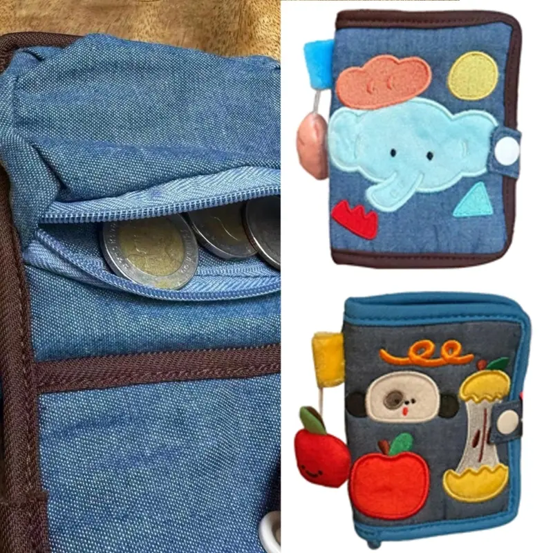 Women Wallet with Card Holder Cartoon Elephant Change Purse Lovely Wallet Fashion Coin Purse Canvas Wallet