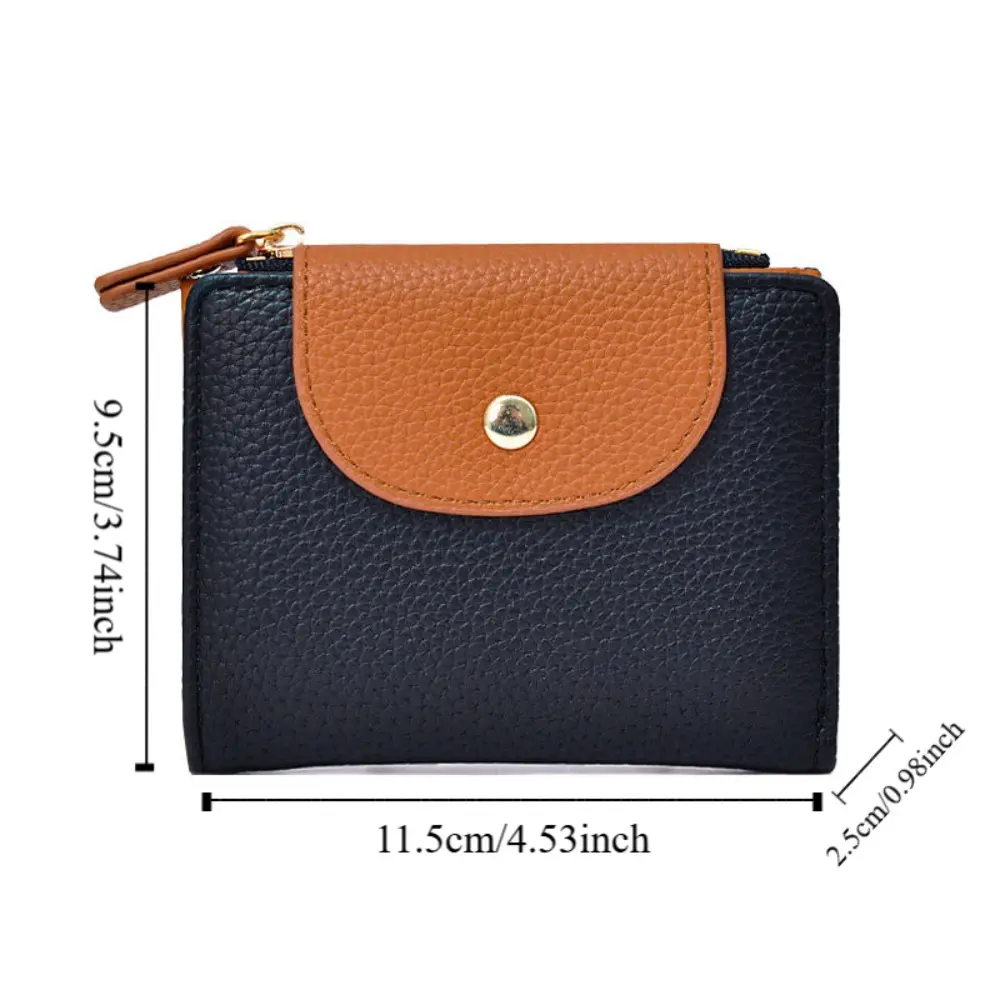 Casual Zipper Contrast Color Wallet Korean Style Solid Color Solid Color Coin Purse Wallets Snap Button PU Card Holder Outdoor