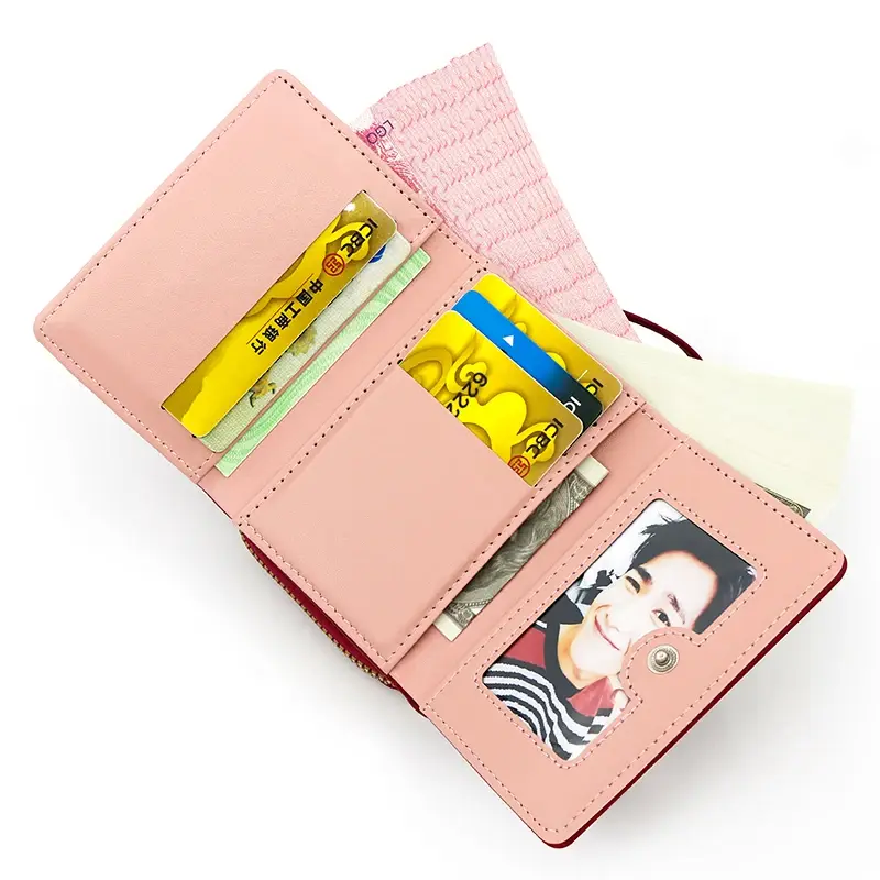 Love Embroidered Wallet Women's Short Zero Wallet Women's Triple Fold Bag Multi Card Large Capacity Versatile Fashion Wallet