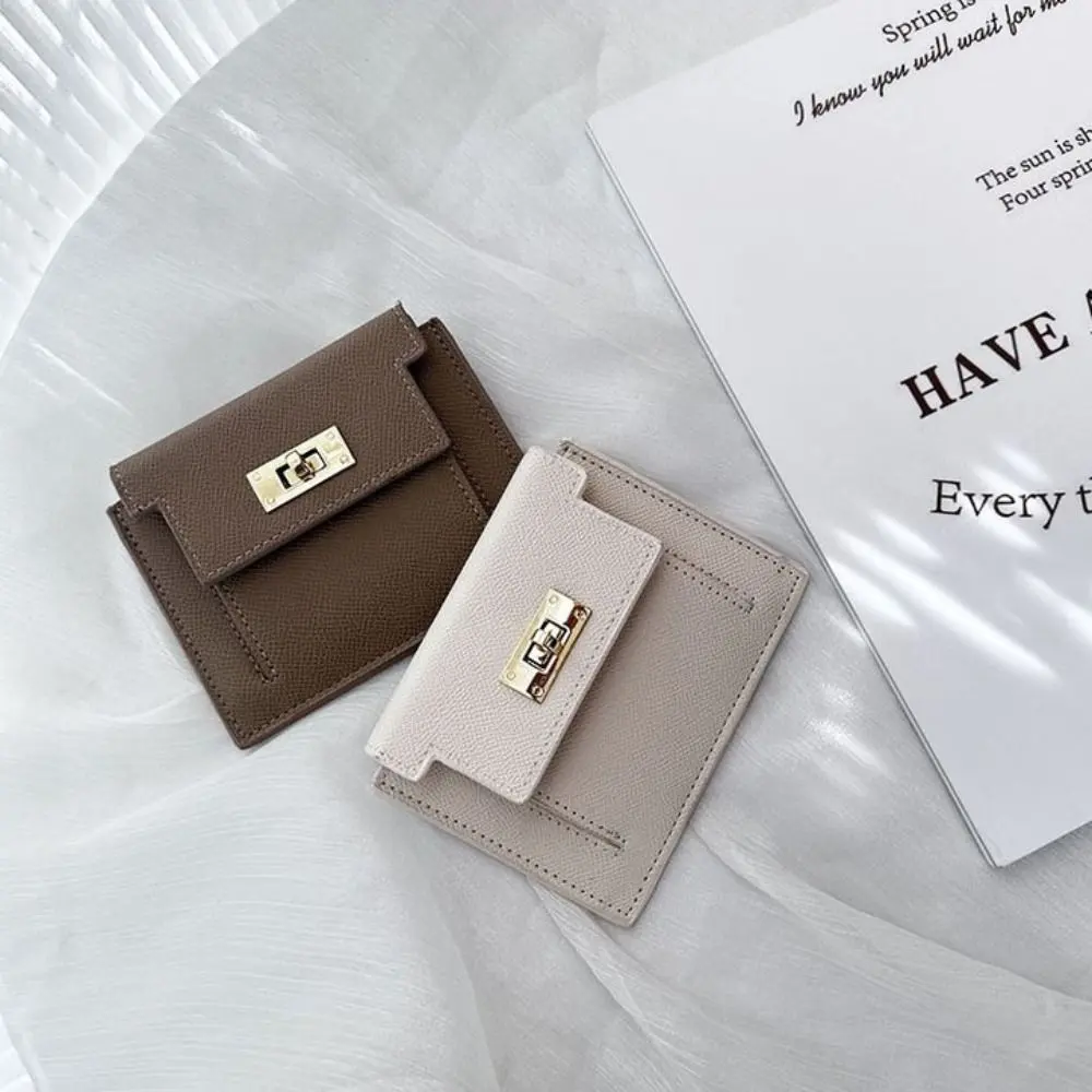 PU Leather Women's Wallet Fashion Zipper Solid Color Coin Purse Short Style Two Fold Card Bag Women