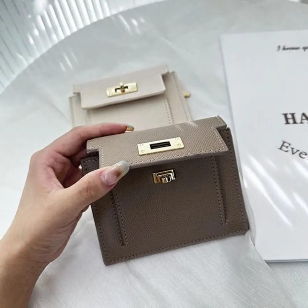 PU Leather Women's Wallet Fashion Zipper Solid Color Coin Purse Short Style Two Fold Card Bag Women