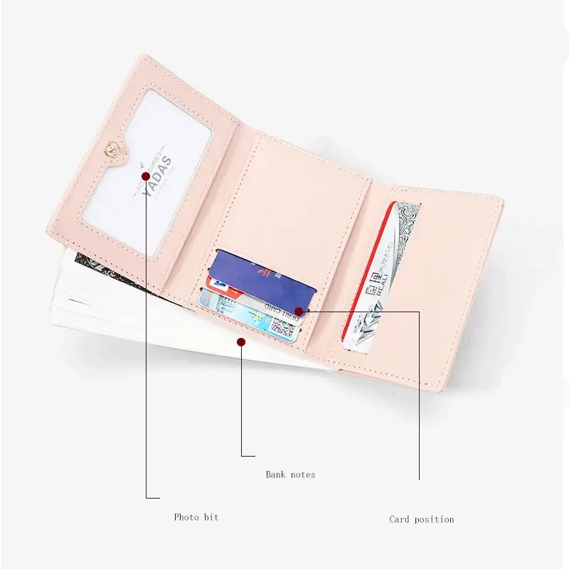 Women's Creative Cartoon Luck Duck Design Wallet PU Leather Bank Card Holder Kawaii Short Fold Wallets Cash Clip Women's Purses
