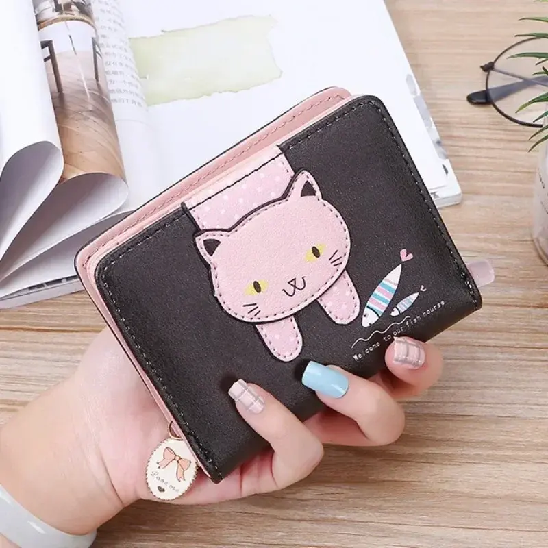 Women Cute Cat Wallet Small Zipper Girl Wallet Brand Designed Pu Leather Women Coin Purse Female Card Holder Wallet Billetera