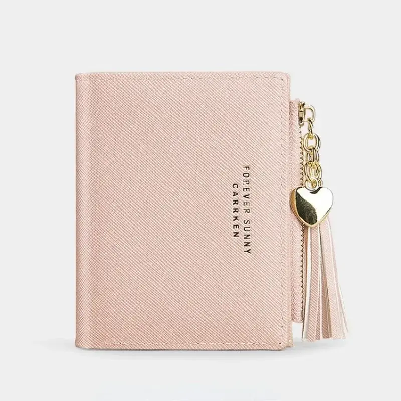 Women's Fashion Wallets Tassel Short Wallet For Woman Zipper Mini rfid Coin Purse Ladies Small Wallet Female Leather Card Holder
