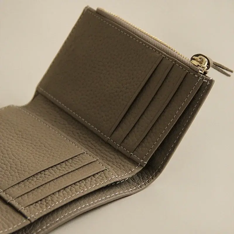 New PU Leather Small For Women Wallet Luxury Envelope Card Holder Brand Designer Multipurpose Zip Coin Cowhide Short Purse 2024