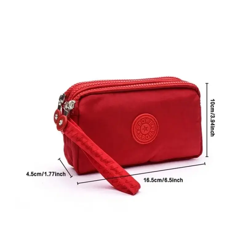 Women Zipper Canvas Long 3 Layer Purse Clutch Coin Phone Money Wallet Card Key Holder Makeup Bag Evening Handbag New Arrivals