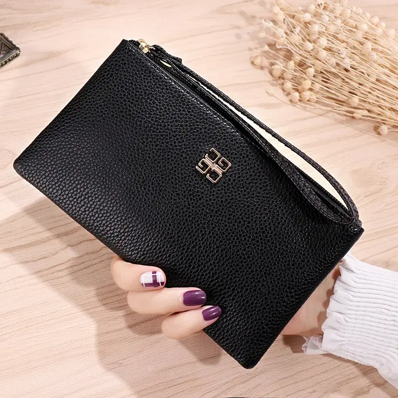 Women Long Casual Wallet Litchi Grain PU Leather Lady Zipper Phone Pocket Credit Card Holder Female Purse Coin Money Bag Clutch