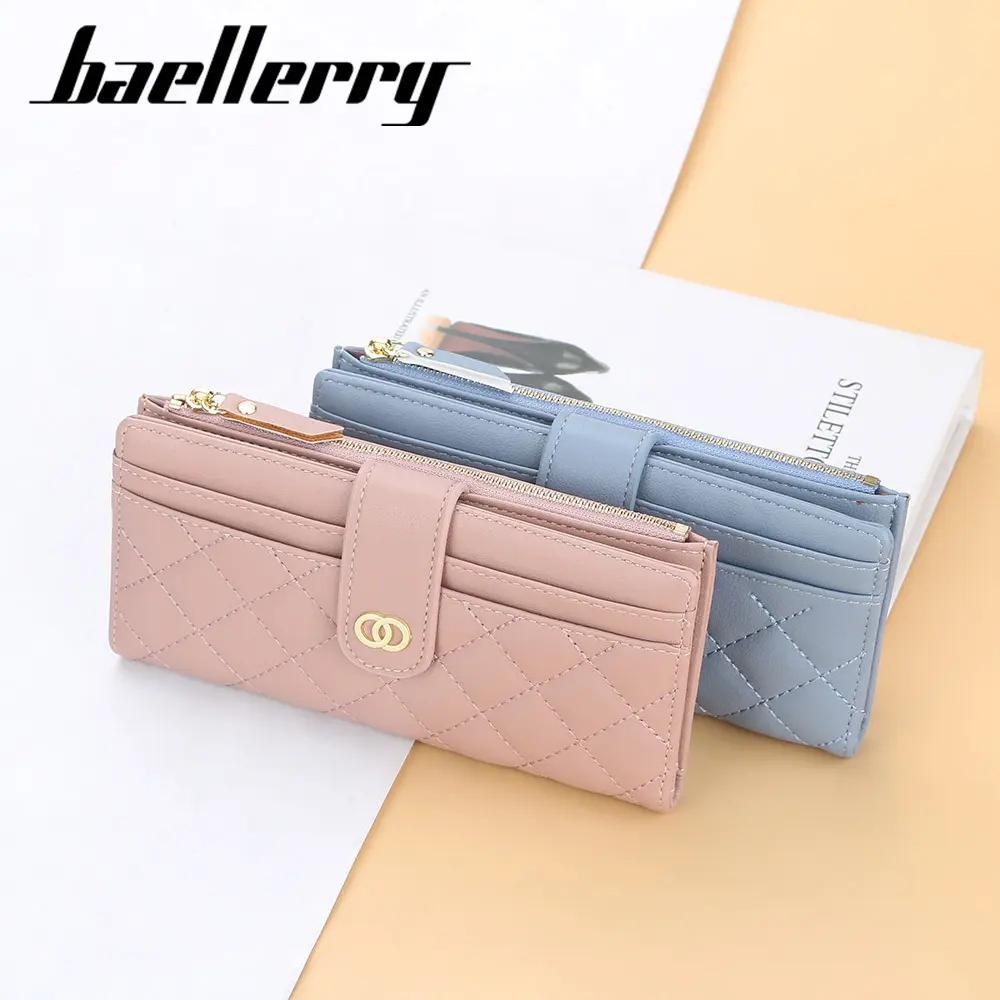 2022 New Women Wallets Plaid Pattern Soft PU Leather Long Female Purse With Zipper Quality Fashion Card Holder Wallet For Women