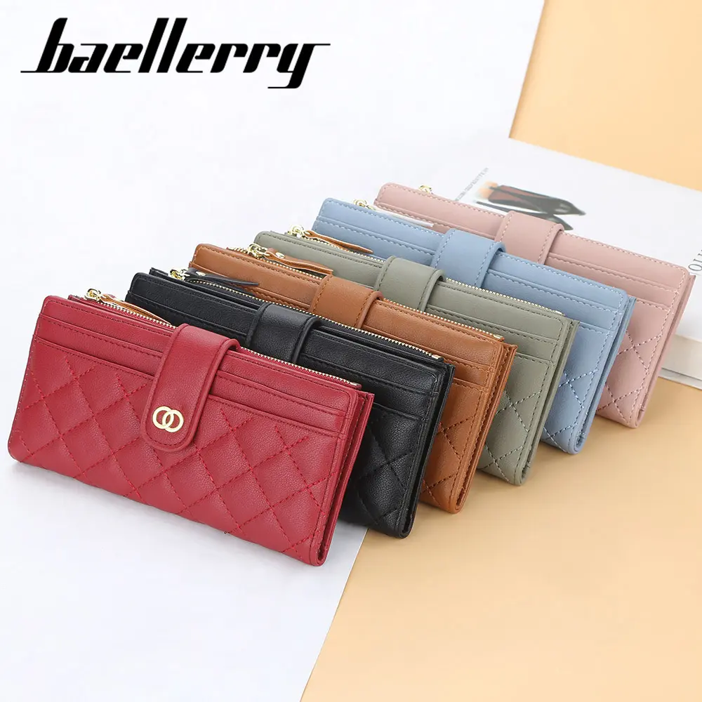 2022 New Women Wallets Plaid Pattern Soft PU Leather Long Female Purse With Zipper Quality Fashion Card Holder Wallet For Women