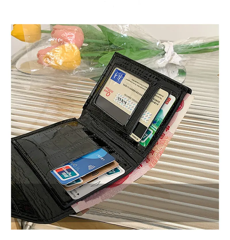 Fashion Short Purses for Women New Fashion Stone Pattern Laser Wallet High Capacity Card Holders Coin Purse Mini Small Money Bag