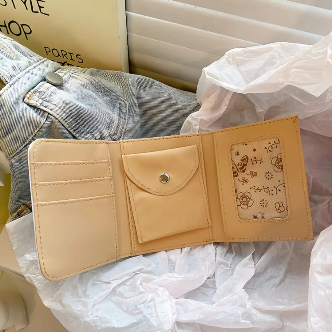 Cartoon Pu Purse Wallet Lovely Little Bear Bunny Coin Wallet Simple And Portable Three Fold Student Mini Card Bag Birthday Gift