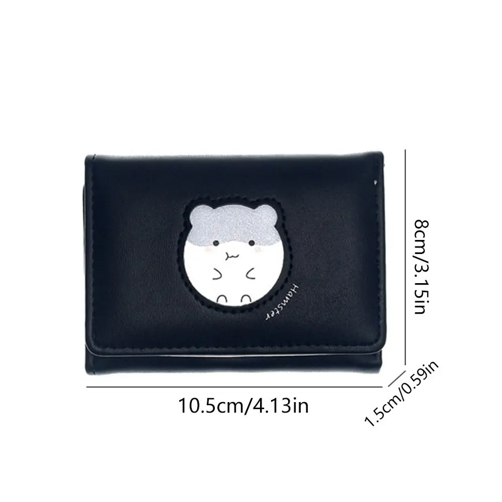 Simple Pu Leather Hamster Short Wallet Printing Coin Purse Folding Purse Bank Card Bag Change Purse Card Holder Girls