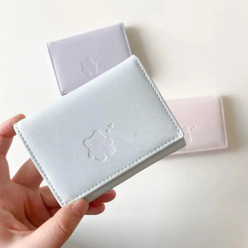 Women Cute Bear Wallets Triple Multi Functional Short Wallets Fold Card Holder Coin Purse Ladies Card Bag Clip Cartoon Bags