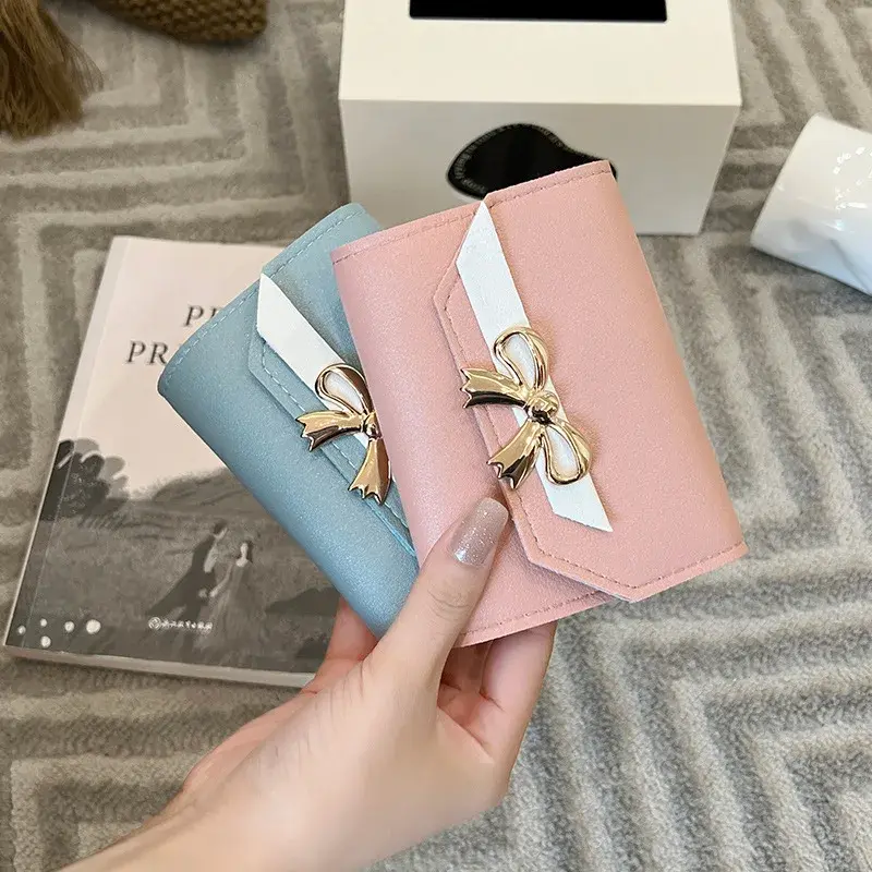 Ladies Short Purse Bags Bow Short Magnetic Purse Discount Ladies Mini Cheap Change Purse Wallets for Women