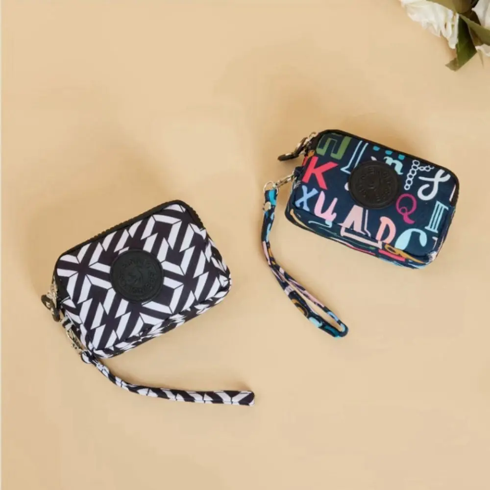 Fashion 3 Zippers Coin Purse Floral Canvas Wallet Waterproof Card Holder Women