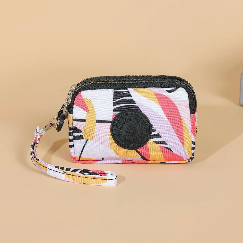 Fashion 3 Zippers Coin Purse Floral Canvas Wallet Waterproof Card Holder Women