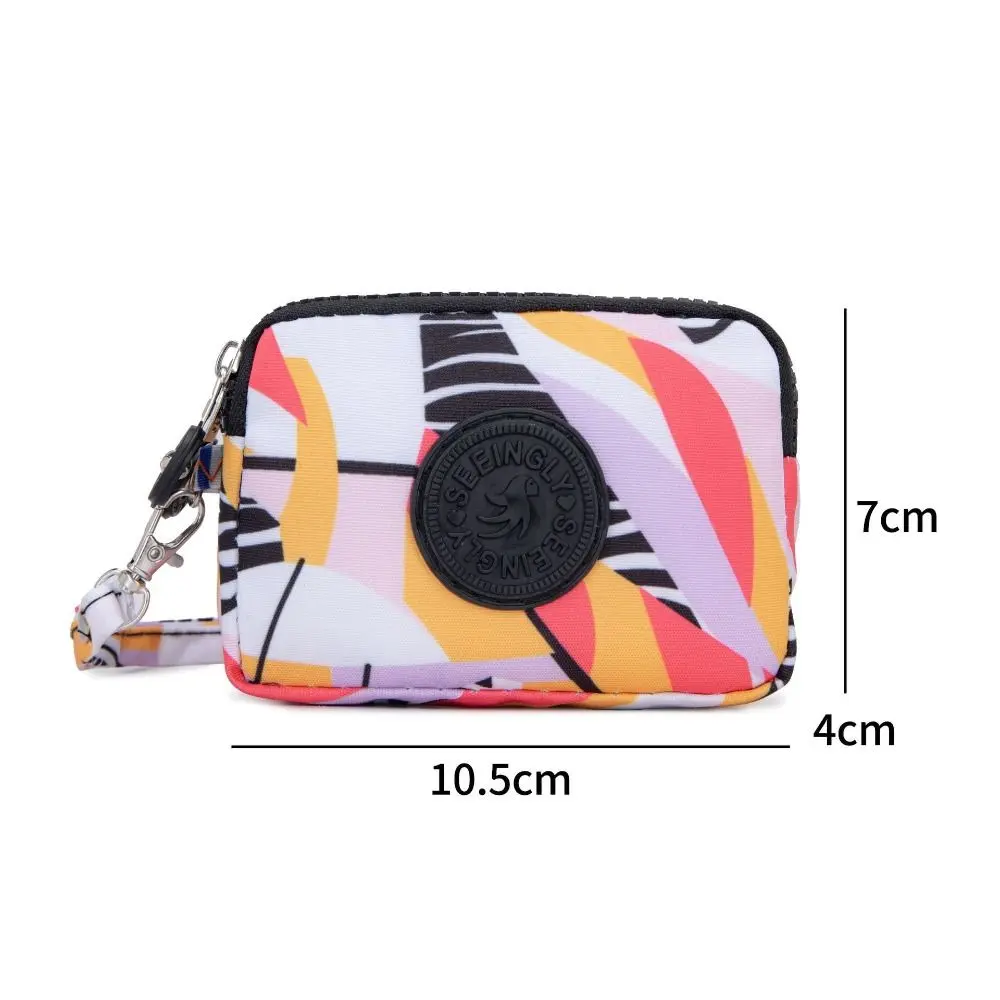 Fashion 3 Zippers Coin Purse Floral Canvas Wallet Waterproof Card Holder Women