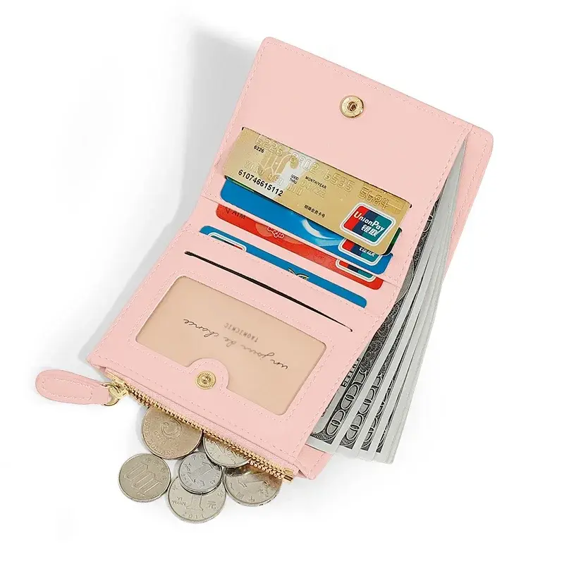 Folding Short Wallets Women Floral Embroidery PU Leather Texture Wallet Money Coin Bags Fashion All-match Designs Card Holders