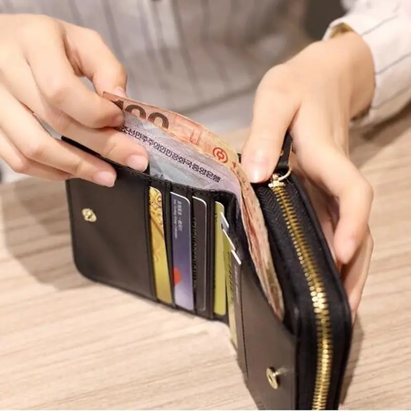 Women's Short Wallets PU Leather Female Plaid Nubuck Card Holder Wallet Luxury Brand Ladies Small Zipper Wallet with Coin Purse