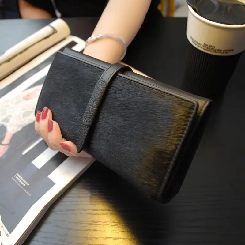 Luxury Designer Wallets For Women High Quality Genuine Leather Leopard Black Clutch Purse 2025 Trend Fashion Long Card Holder