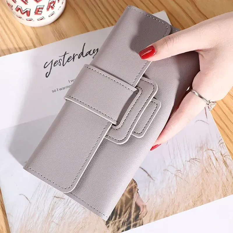 Ladies Luxury Large Capacity Leather Bag with Zipper Women Wallet Cardholder Coin Purses Clutch Phone Credit Card Holder