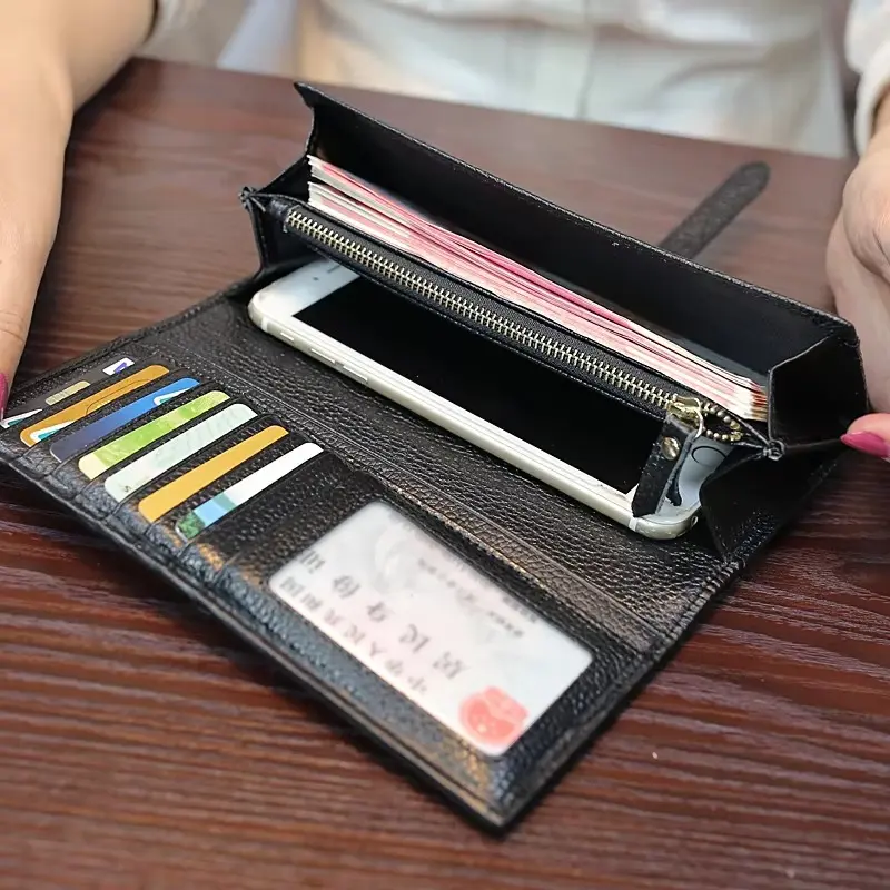 Luxury Designer Wallets For Women High Quality Genuine Leather Leopard Black Clutch Purse 2025 Trend Fashion Long Card Holder