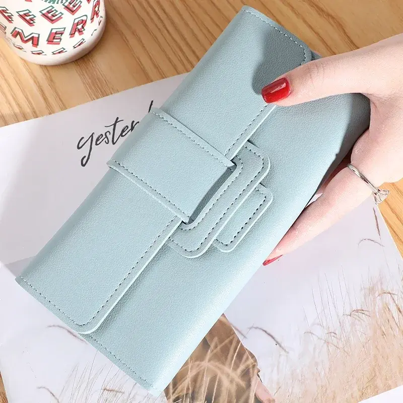 Ladies Luxury Large Capacity Leather Bag with Zipper Women Wallet Cardholder Coin Purses Clutch Phone Credit Card Holder