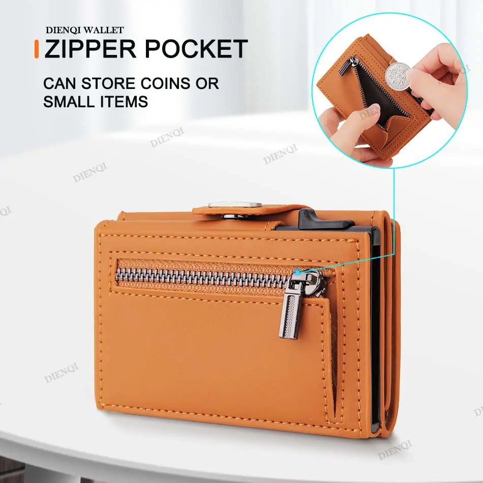 DIENQI Card Holder Men Wallets PU Leather RFID Blocking Slimwallet Fashion ID Cardholder Mens Portable Slim Vallet For Women