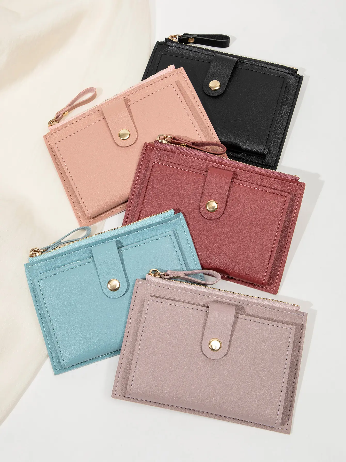 Minimalist and fashionable women's short card bag, ultra-thin mini PU leather zero wallet, women's credit card holder wallet
