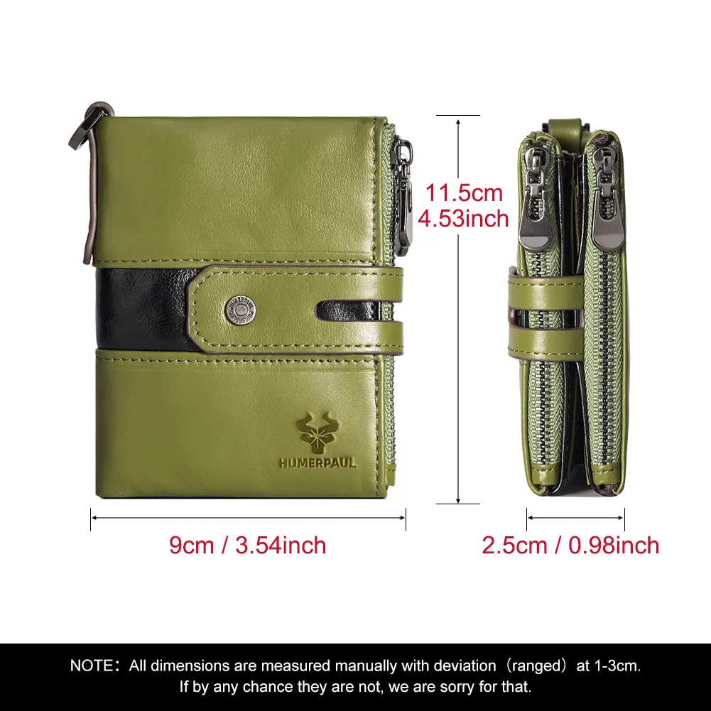 HUMERPAUL Top Layer Leather Women Wallets RFID Blocking Credit Card Holder Fashion Ladies Versatile Coin Purse Money Clip