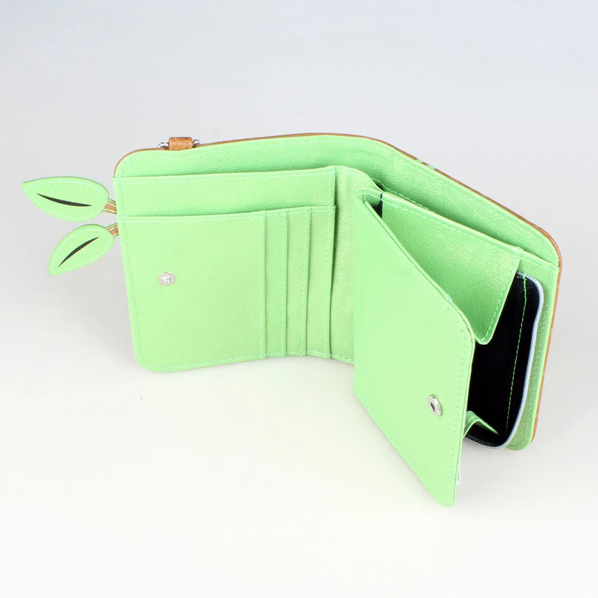 Stereoscopic Leaf Women's Personalized Wallet, Fashionable Embossed Girl Card Clip Wallet