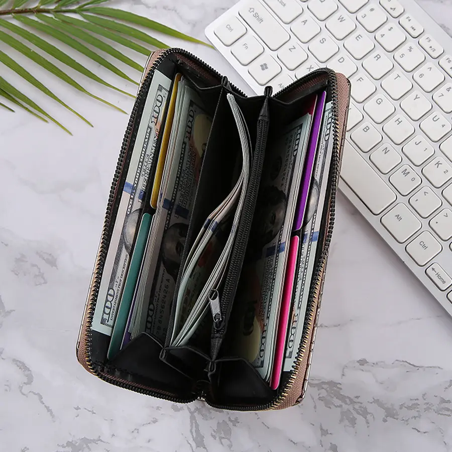 Fashionable Stone Patterned Wallet With Shiny Surface Multifunctional Large Capacity Banknote Holder Multi Slot Card Bag