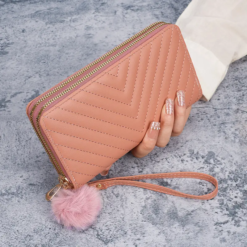 Cross-border ladies V embroidered long wallet 2024 Korean autumn and winter new large-capacity multi-card holding coin purse