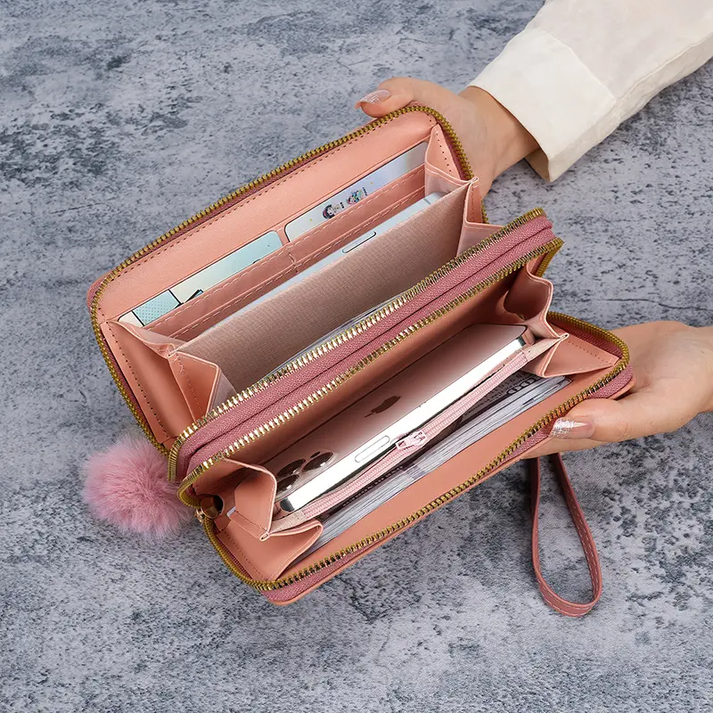 Cross-border ladies V embroidered long wallet 2024 Korean autumn and winter new large-capacity multi-card holding coin purse