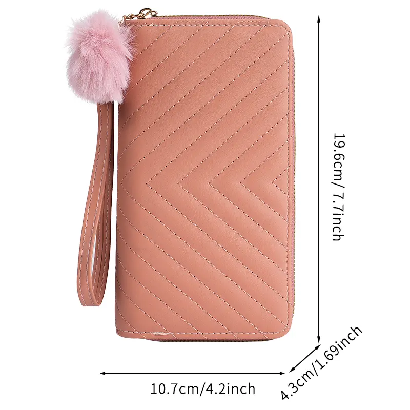 Cross-border ladies V embroidered long wallet 2024 Korean autumn and winter new large-capacity multi-card holding coin purse