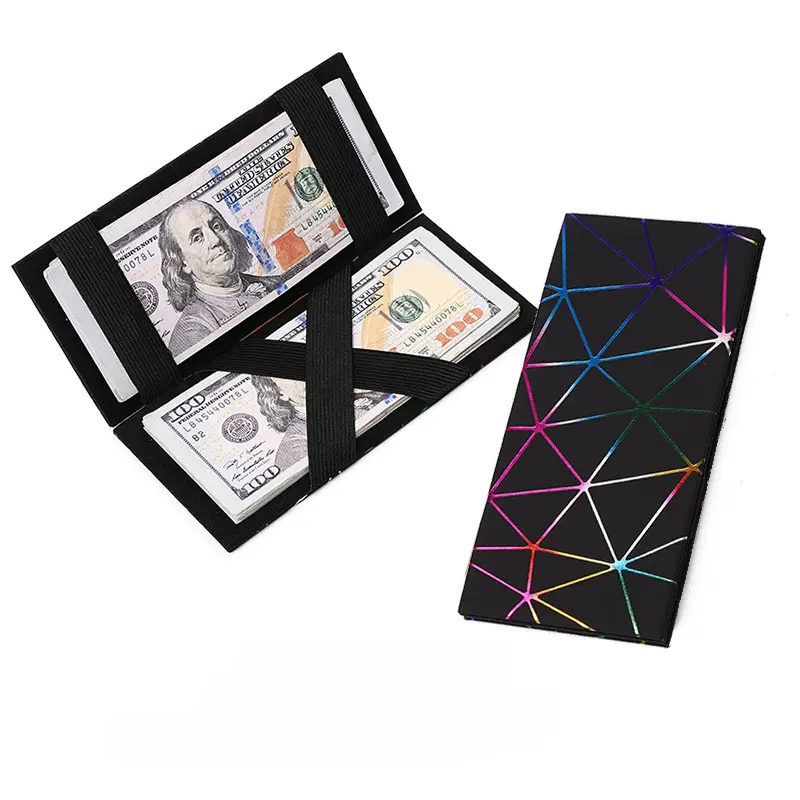 Creative New Long PU wallet Card Holder Rhombus Laser Indentation Wallet Magic Wallet Men's and Women's Coin Purse